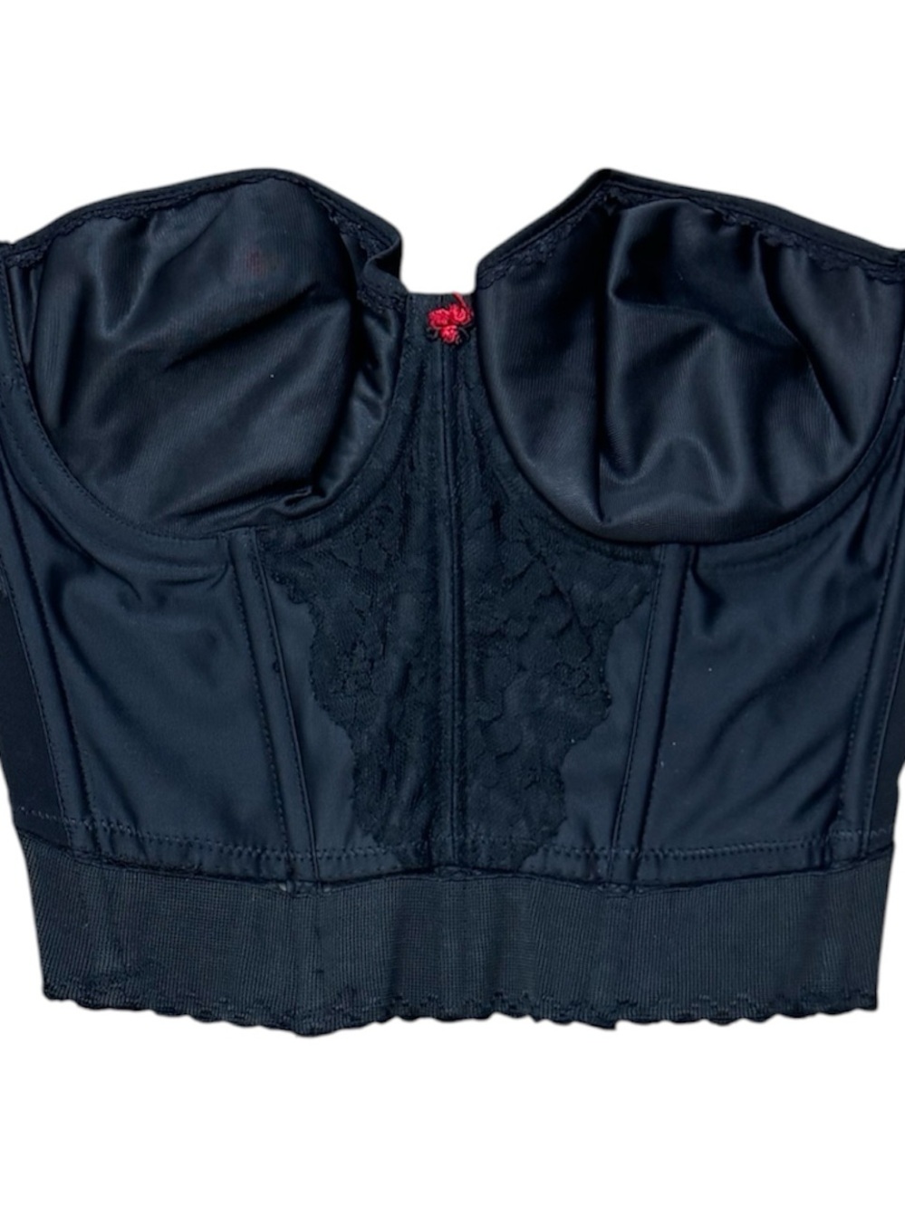 Women's Black Longline Bustier with Red Accent